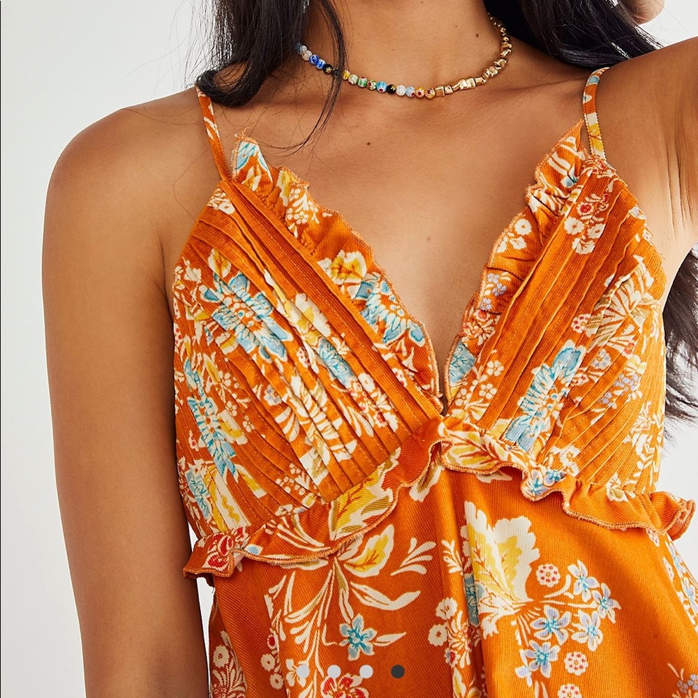 Free people RARE orange corduroy mini dress - Picture 4 of 6